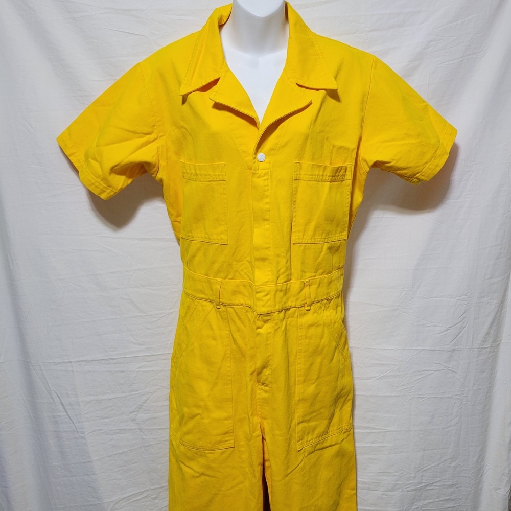 Big Bud Press Short Sleeve Jumpsuit Women's Size Large In Yellow Utility Twill